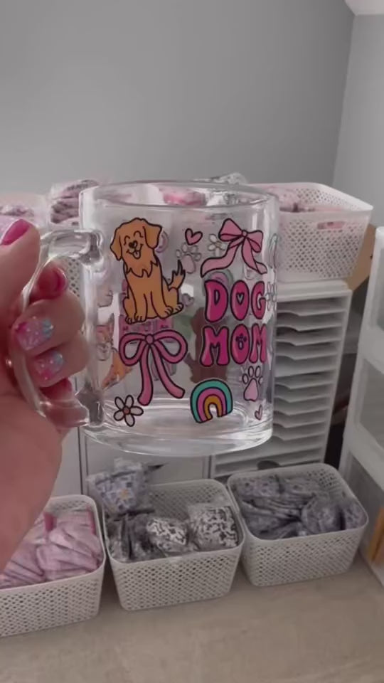 Dog Mom Glass 🌈🎀🐶