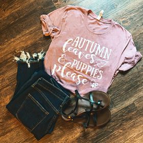 LEAVES & PUPPIES PLZ T-Shirt