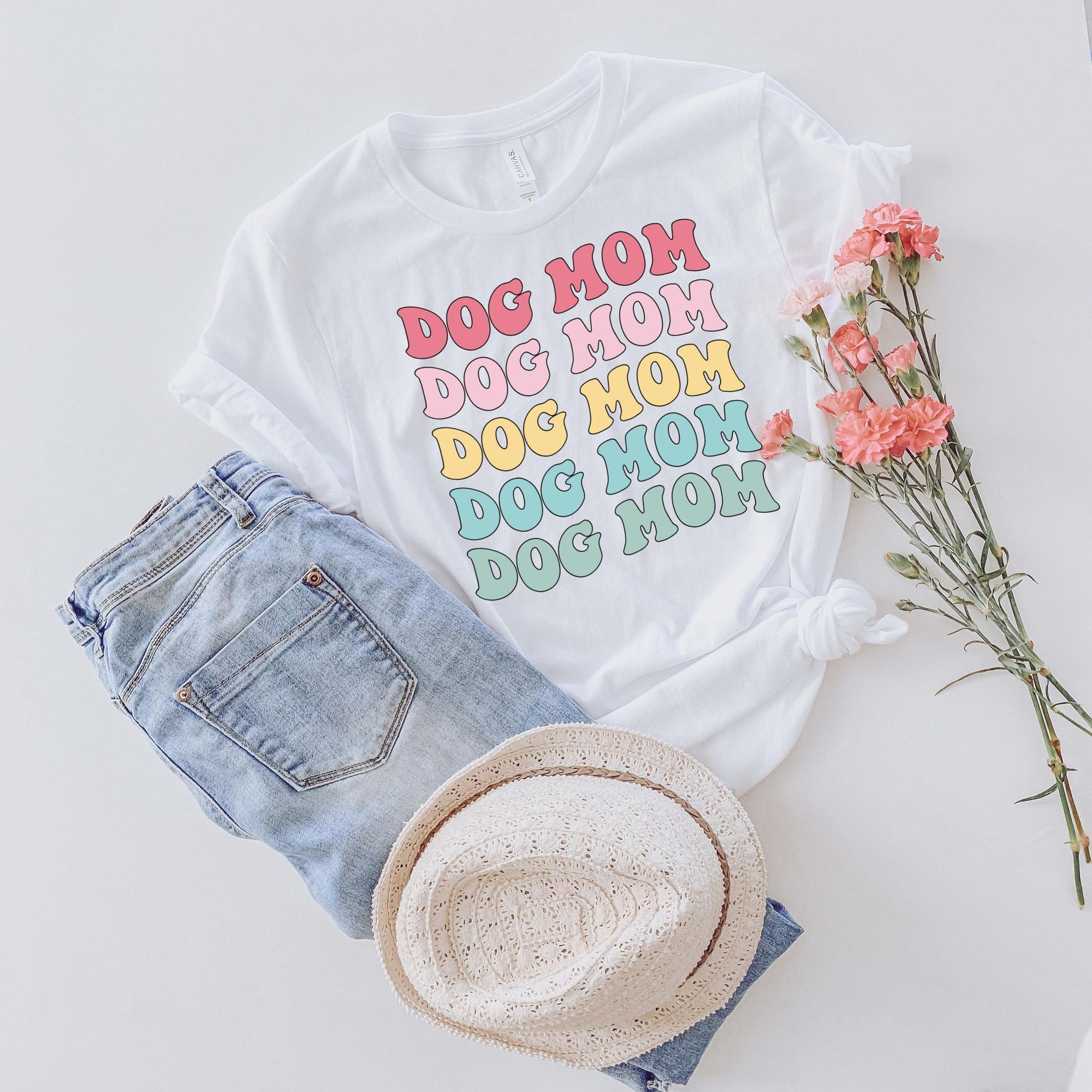 dog mom multi color shirt